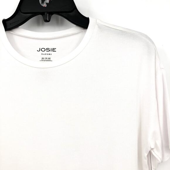 JOSIE NATORI Women's Layering Elements Boxy Tee XS White Stretch Round Neck NWT - Picture 5 of 9